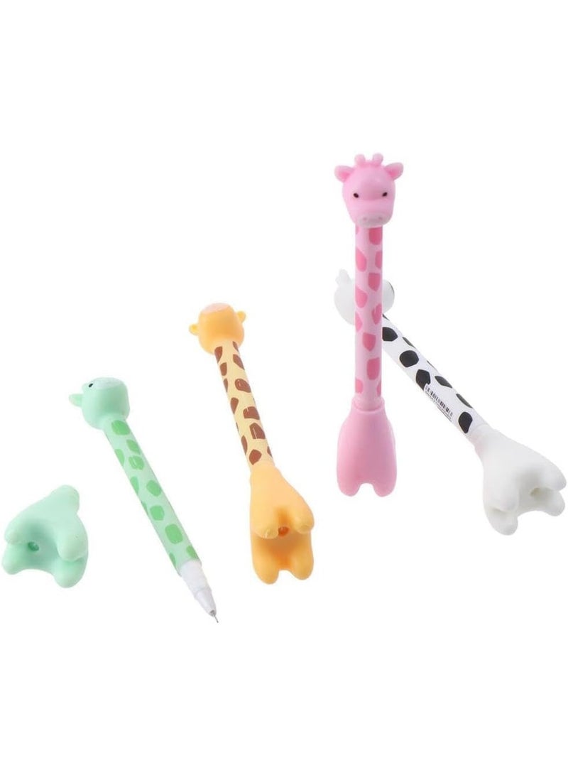 3-Piece Cute Giraffe Gel Pen Set - 0.5mm Smooth Black Ink - Cartoon Animal Writing Pens - Vibrant Colors for School, Office, and Party Favors.
