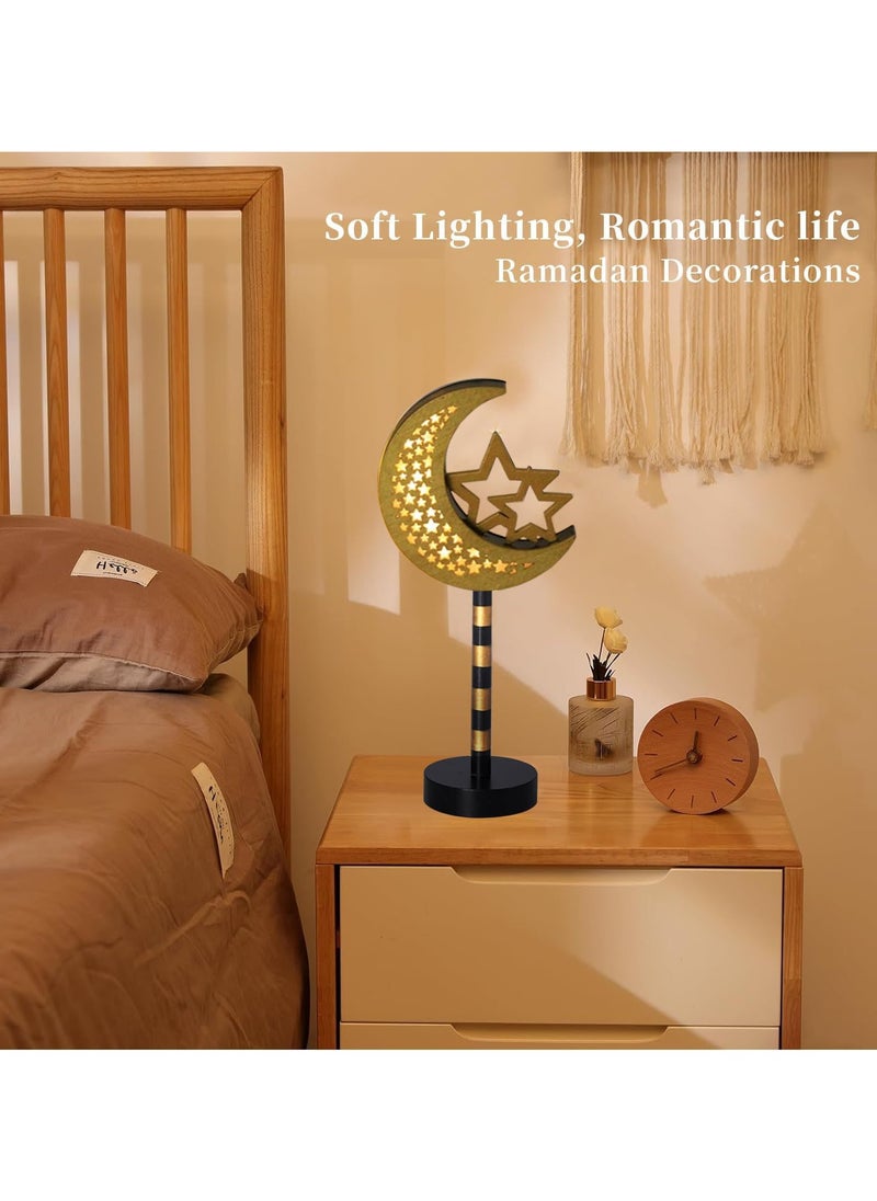 VUCATIN أضواء نجوم رمضان والقمر، ديكورات رمضان للمنزل، لافتات أضواء الوتد، أضواء ممرات الحدائق للمنزل، فناء الحديقة، ديكورات رمضان، سطح الطاولة  - Image 2