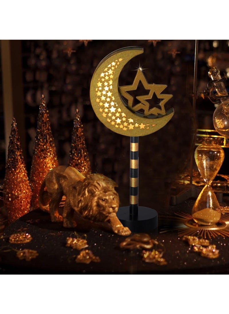 VUCATIN أضواء نجوم رمضان والقمر، ديكورات رمضان للمنزل، لافتات أضواء الوتد، أضواء ممرات الحدائق للمنزل، فناء الحديقة، ديكورات رمضان، سطح الطاولة  - Image 3