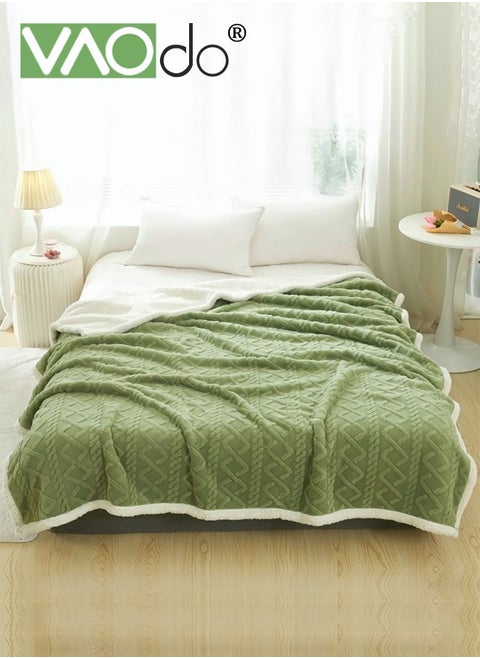 Double-sided Blanket Simple Solid Color Blanket Three-dimensional Jacquard Design On The Surface Soft And Skin-friendly Breathable And Warm Blanket 180*200cm Light Green