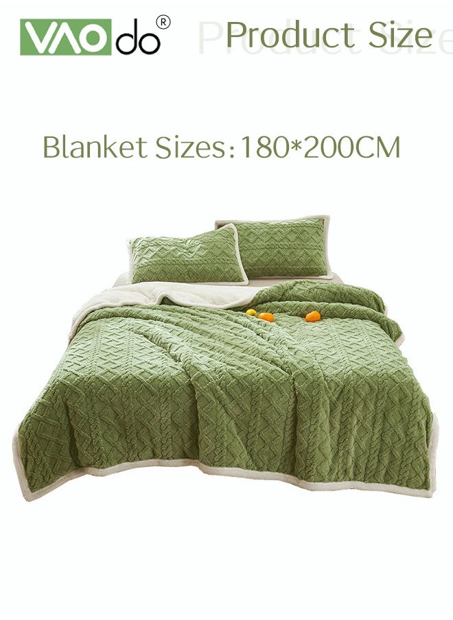 Double-sided Blanket Simple Solid Color Blanket Three-dimensional Jacquard Design On The Surface Soft And Skin-friendly Breathable And Warm Blanket 180*200cm Light Green
