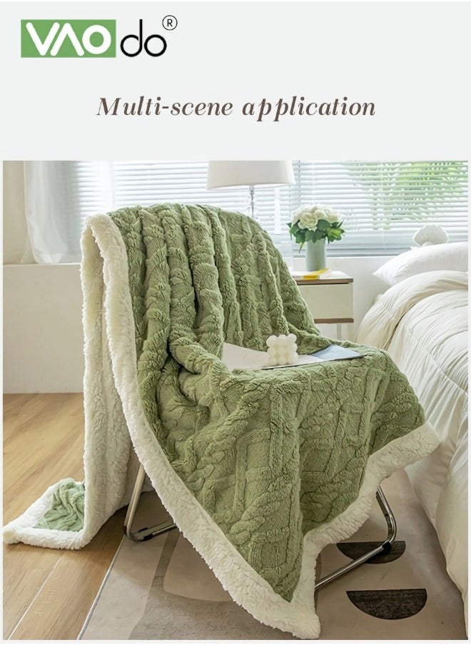 Double-sided Blanket Simple Solid Color Blanket Three-dimensional Jacquard Design On The Surface Soft And Skin-friendly Breathable And Warm Blanket 180*200cm Light Green