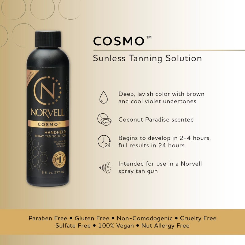 Norvell Spray Tan Solution Cosmo 8 fl oz â€“ Professional Sunless Tanning Formula With a Blend of Warm Brown & Cool Violet Brown Undertones, Long Lasting Handheld Self Tanning Spray - Image 2