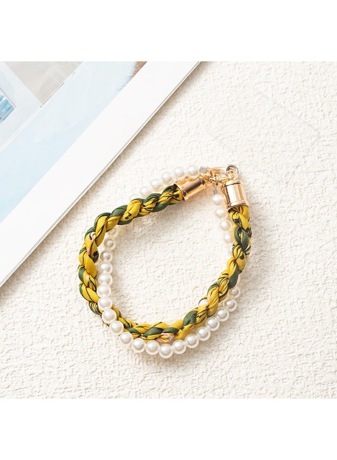 NIBEMINENT Beaded Phone Lanyard, Anti Lost Removable Wrist Strap, Woven Short Sleeve Bracelet Pendant, Phone Keychain Lanyard,10/Orange Yellow
