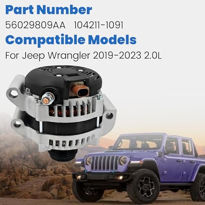 HonHuCo 56029809AA 12V Alternator 240A Compatible with Jeep Wrangler Unlimited Sport 2019-2023 2.0L - Image 3