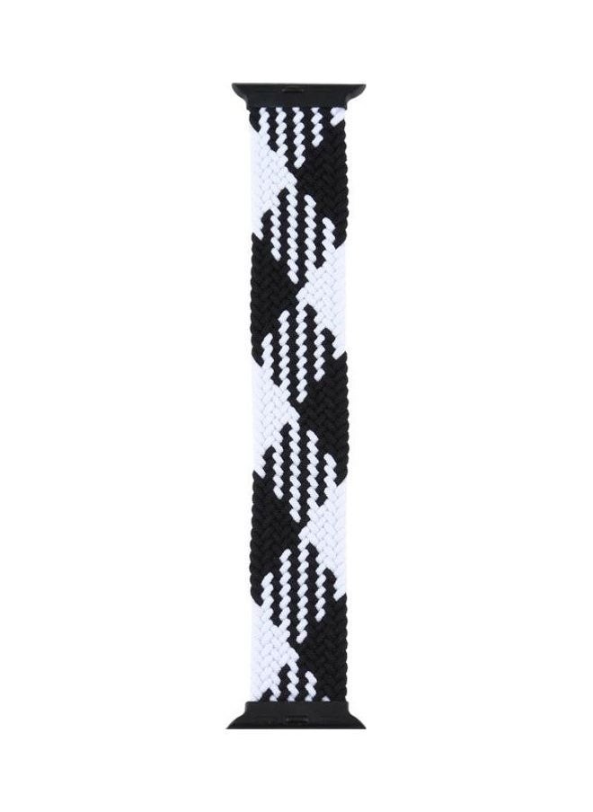 NIBEMINENT - Plastic Buckle Mixed Colour Nylon Braided Single Loop Replacement Watchbands For Apple Watch Series 7/6/5/4/3/2/1/SE 41/40/38mm Checkered Black/White - Image 1