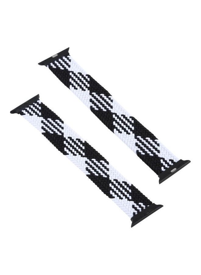 NIBEMINENT - Plastic Buckle Mixed Colour Nylon Braided Single Loop Replacement Watchbands For Apple Watch Series 7/6/5/4/3/2/1/SE 41/40/38mm Checkered Black/White - Image 1