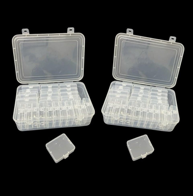 URBAA Plastic Storage Box Set, 50 Pieces, Clear Containers with Locking Lids, 2 Big Containers with 48 Small Boxes for Jewellery, Pins and Beads - Image 1