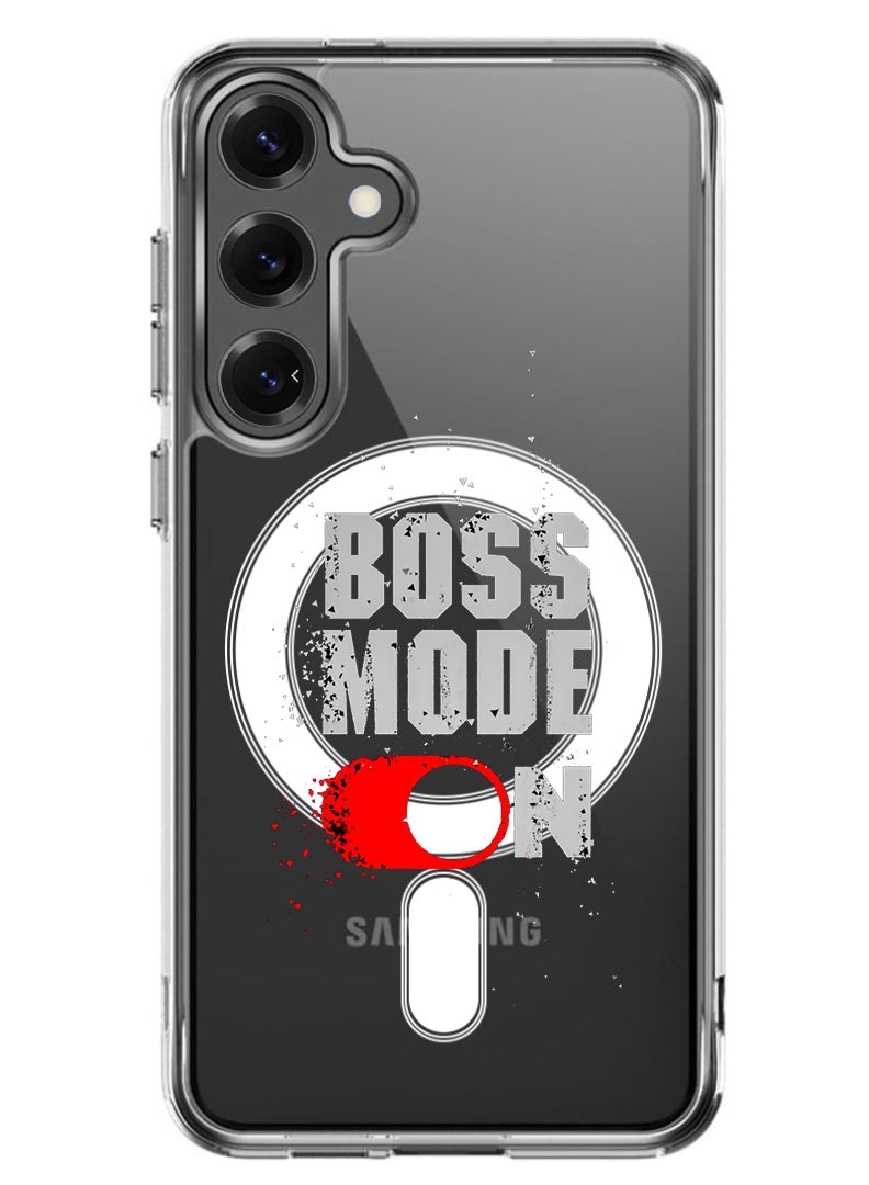 Theodor Magnetic Case for Samsung Galaxy S25 Plus 6.7-inch Compatible with MagSafe Wireless Charging, Shockproof Phone Bumper Cover Boss Mode - White - Image 1