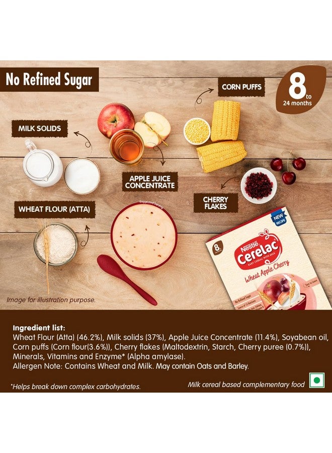 Cerelac CERELAC Baby Food Cereal | No Refined Sugar | Wheat Apple Cherry for 8-24 months baby | Omega 3 Iron Protein Calcium Vitamin D | Instant Baby Food | 700g | Big Pack - Image 3
