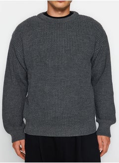 Anthracite Oversize Fit Wide Fit Crew Neck Basic Knitwear Sweater TMNAW23KZ00189 - pzsku/ZE5D5CE8B1271352A3145Z/45/_/1730939834/d4377f3d-29ce-4a3f-a1fe-4922ea78e19e