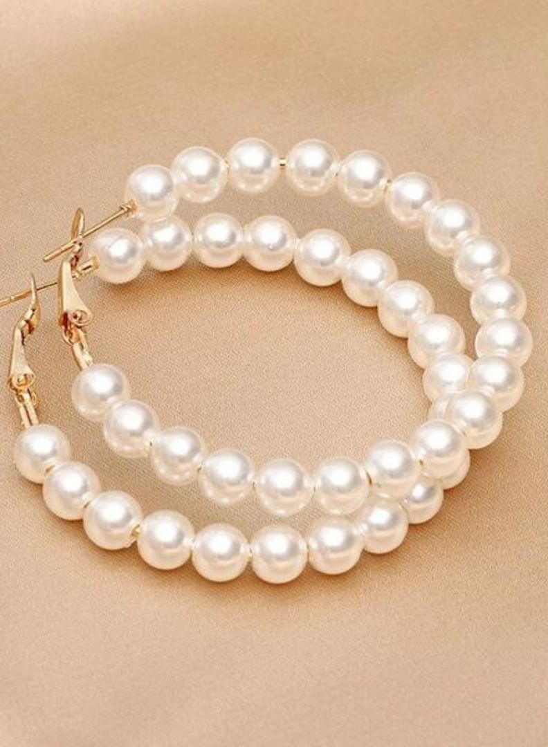 Pearl Decorative Party Wear Spherical Earrings Pair - Image 1