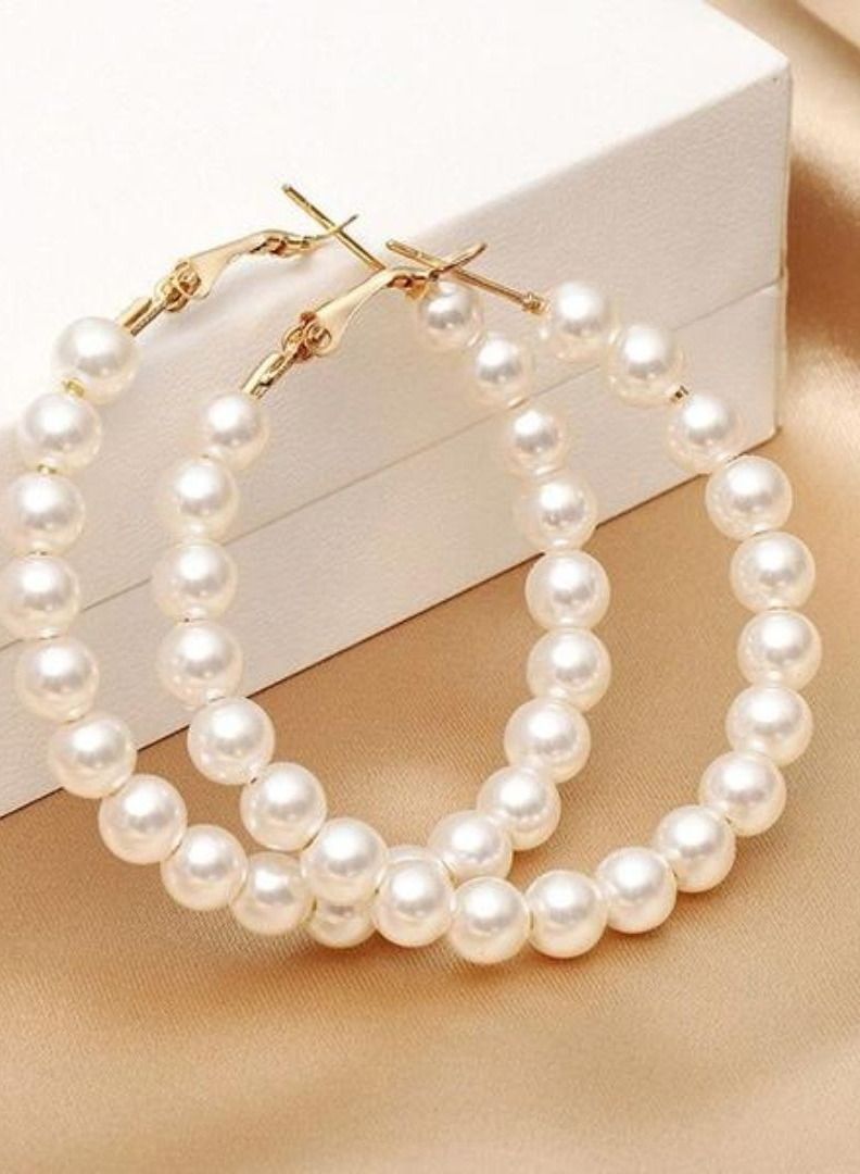 Pearl Decorative Party Wear Spherical Earrings Pair - Image 3
