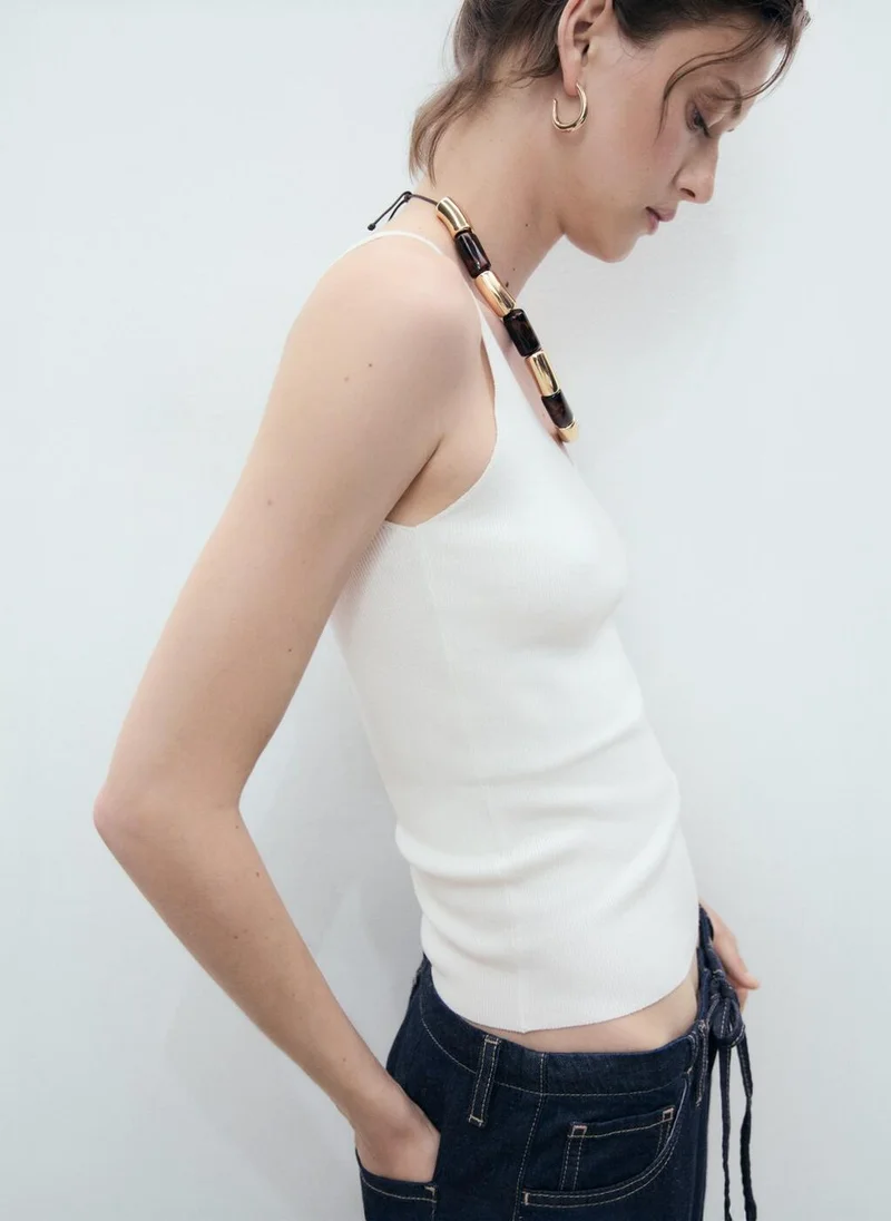 MANGO V-Neck Knitted Top