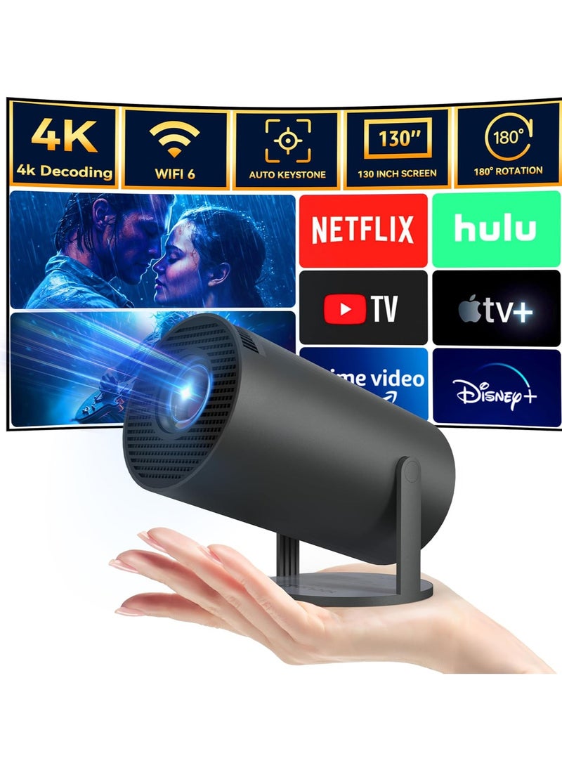 ماركة غير محددة جهاز عرض صغير - جهاز عرض ذكي محمول بدقة 1080 بكسل مع شبكة WiFi 5G وبلوتوث، 10000 لومن، تصحيح تلقائي للانحراف، صوت ممتاز بزاوية 360 درجة، جهاز عرض فيديو للسينما المنزلية والمكتب والاستخدام الخارجي  - Image 1