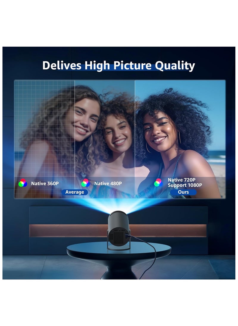 ماركة غير محددة جهاز عرض صغير - جهاز عرض ذكي محمول بدقة 1080 بكسل مع شبكة WiFi 5G وبلوتوث، 10000 لومن، تصحيح تلقائي للانحراف، صوت ممتاز بزاوية 360 درجة، جهاز عرض فيديو للسينما المنزلية والمكتب والاستخدام الخارجي  - Image 2
