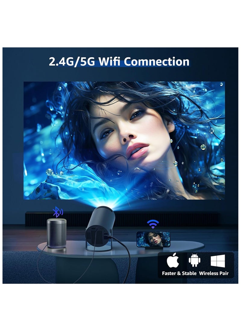 ماركة غير محددة جهاز عرض صغير - جهاز عرض ذكي محمول بدقة 1080 بكسل مع شبكة WiFi 5G وبلوتوث، 10000 لومن، تصحيح تلقائي للانحراف، صوت ممتاز بزاوية 360 درجة، جهاز عرض فيديو للسينما المنزلية والمكتب والاستخدام الخارجي  - Image 5