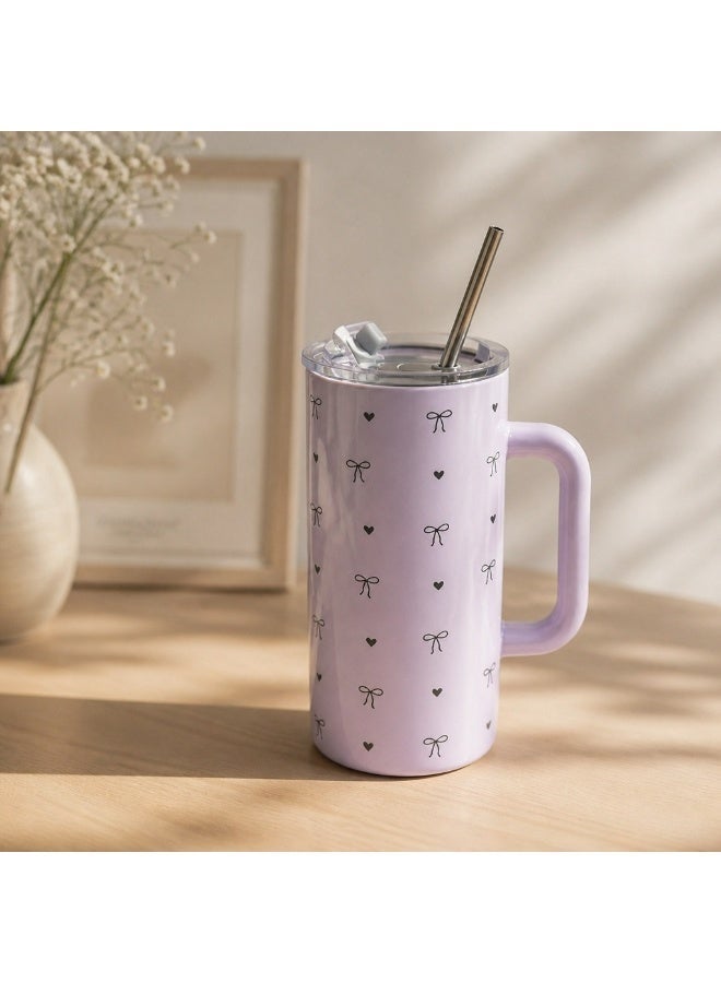 Charming Purple Sippy Cup with Gift Box – Elegant Bow Design, Perfect for Tea & Coffee Lovers - Image 3