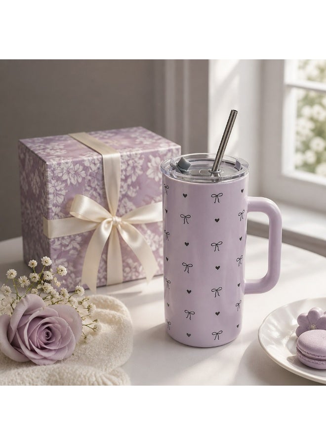 Charming Purple Sippy Cup with Gift Box – Elegant Bow Design, Perfect for Tea & Coffee Lovers - Image 4