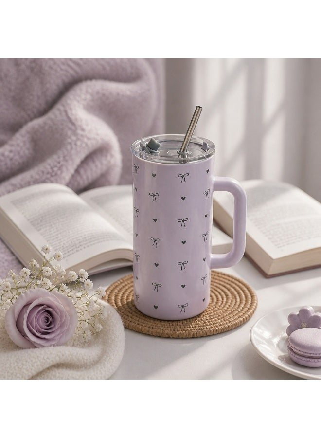 Charming Purple Sippy Cup with Gift Box – Elegant Bow Design, Perfect for Tea & Coffee Lovers - Image 2