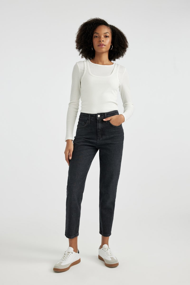 DeFacto Woman High Waist Ankle Length Comfort Mom Fit Jeans - Image 4
