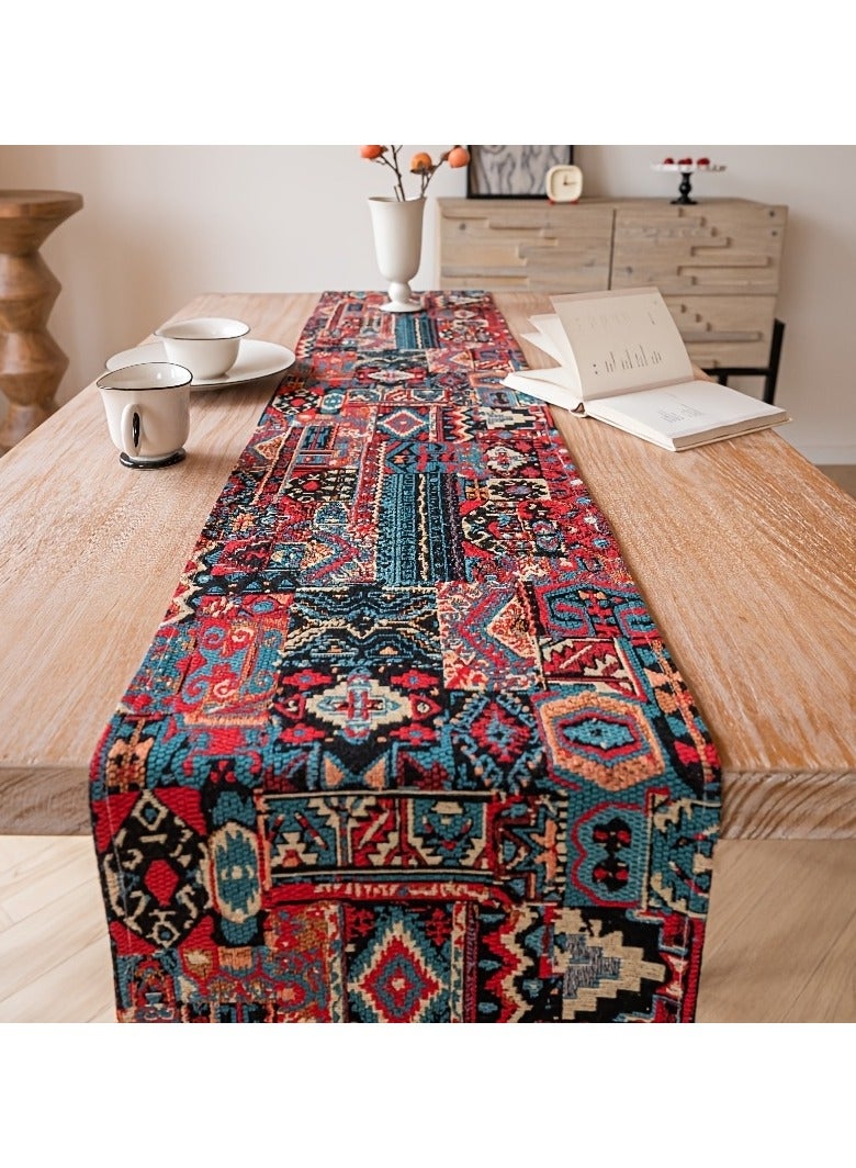 مفرش طاولة بوهيمي مزخرف بشراشيب - قماش زخرفي على الطراز الشمالي، مقاس 33×120 سم، مناسب لحفلات الزفاف والديكور المنزلي والحفلات - Image 4