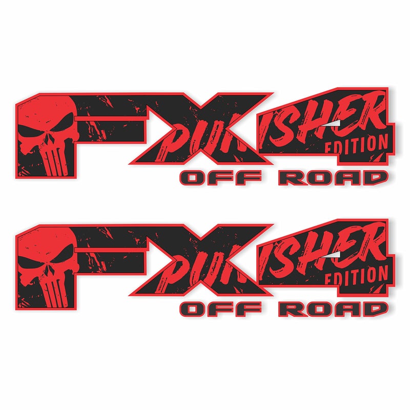 GOLD HOOK FX4 Decals Skull Offroad Stickers Bedside Emblem Super Duty F 150 F250 F350 F450 BlackRed - Image 3