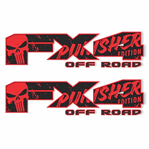 GOLD HOOK FX4 Decals Skull Offroad Stickers Bedside Emblem Super Duty F 150 F250 F350 F450 BlackRed - Image 1