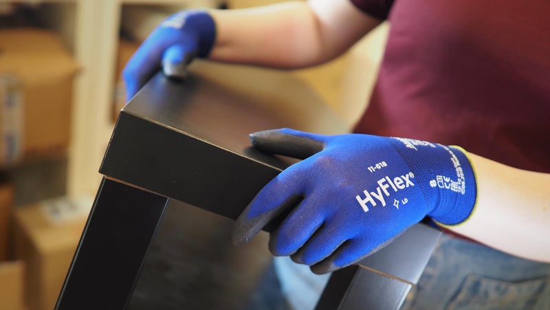 Ansell HyFlex 11-618 Ultra-Thin Industrial Safety Work Gloves for Auto, Machinery, Equipment, Fabrication - Size 9, Blue/Black (Pack of 12) - Image 2