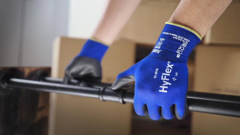 Ansell HyFlex 11-618 Ultra-Thin Industrial Safety Work Gloves for Auto, Machinery, Equipment, Fabrication - Size 9, Blue/Black (Pack of 12) - Image 4