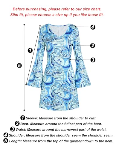 Deerjoke 70s Disco Outfit Women, 7 PCS 70's Disco Dress Costume Hippie Clothes Accessories Jewelry Halloween (Blue, Medium) - Image 2