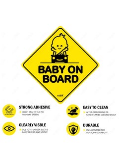 Rubik Baby on Board Car Sign Self Adhesive Sticker 1pc Reflective Kids Safety Warning Cute Design for Car Bumper Rear Window Universal Fit 12x12cm  - Image 5