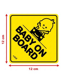 Rubik Baby on Board Car Sign Self Adhesive Sticker 1pc Reflective Kids Safety Warning Cute Design for Car Bumper Rear Window Universal Fit 12x12cm  - Image 4