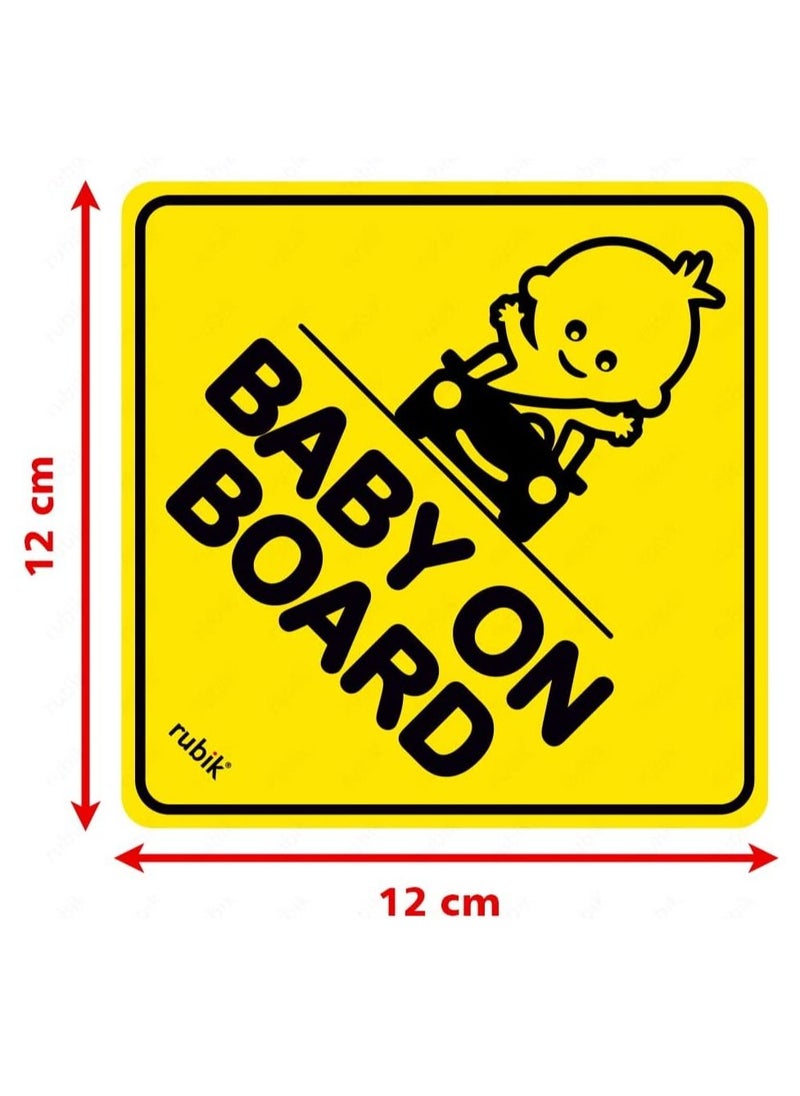 Rubik Baby on Board Car Sign Self Adhesive Sticker 1pc Reflective Kids Safety Warning Cute Design for Car Bumper Rear Window Universal Fit 12x12cm  - Image 4