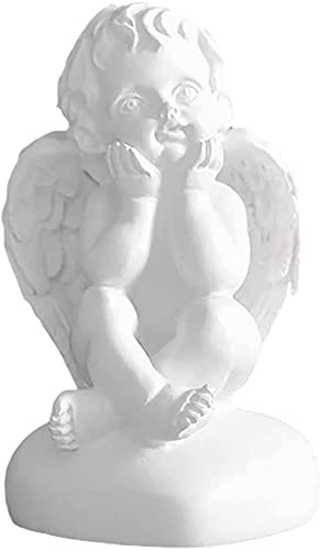 FRECI Angel Statue Cherub Wings Angel Figurine Angel Sculpture Garden Desktop Decoration Memorial Rememberance Statue Holding Face