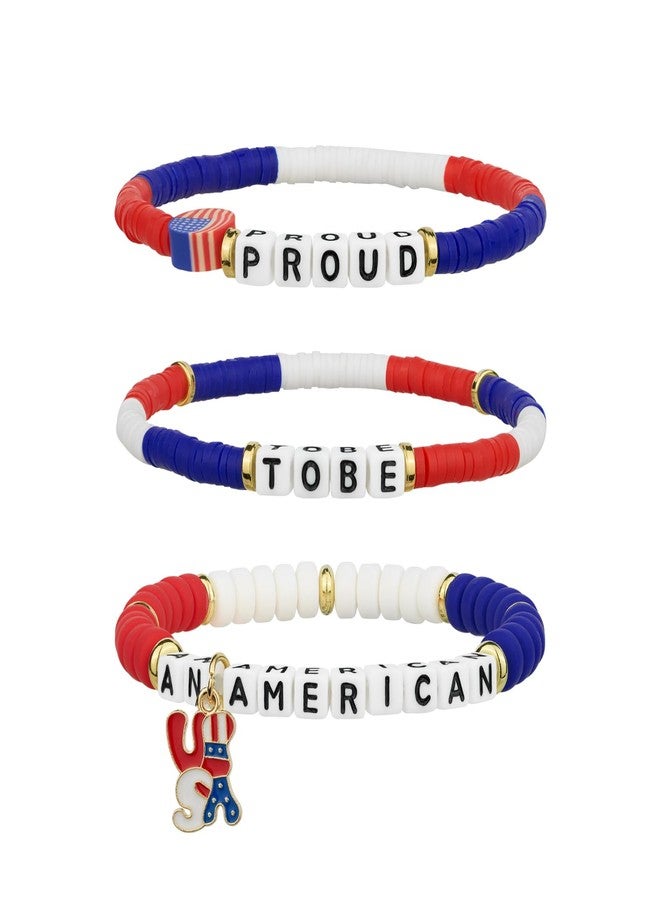 DoDoBeads 4th of July Bracelets, 3pcs Patriotic Bracelets Kit, 4th of July Bracelet for Women, Fun Accessory for Memorial Day, Veterans Day, Parades - Image 1