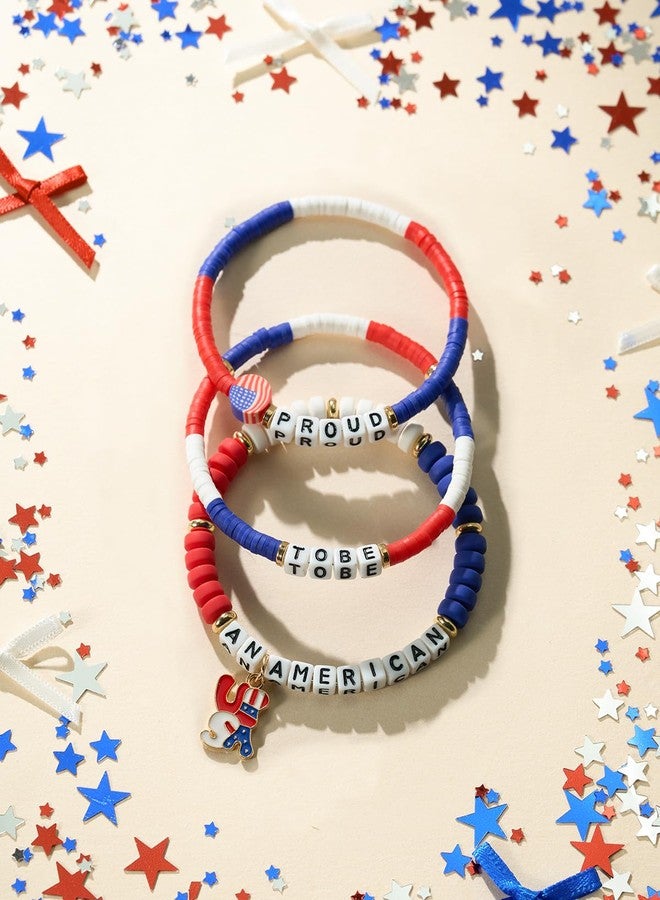 DoDoBeads 4th of July Bracelets, 3pcs Patriotic Bracelets Kit, 4th of July Bracelet for Women, Fun Accessory for Memorial Day, Veterans Day, Parades - Image 2