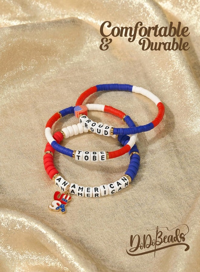 DoDoBeads 4th of July Bracelets, 3pcs Patriotic Bracelets Kit, 4th of July Bracelet for Women, Fun Accessory for Memorial Day, Veterans Day, Parades - Image 3