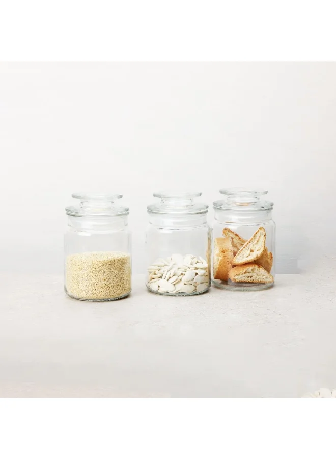 Bien Servi 3-Piece Airtight Durable Kitchen Glass Canister Set Clear 750 ml 51094