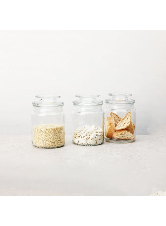Bien Servi 3-Piece Airtight Durable Kitchen Glass Canister Set Clear 750 ml 51094  - Image 2