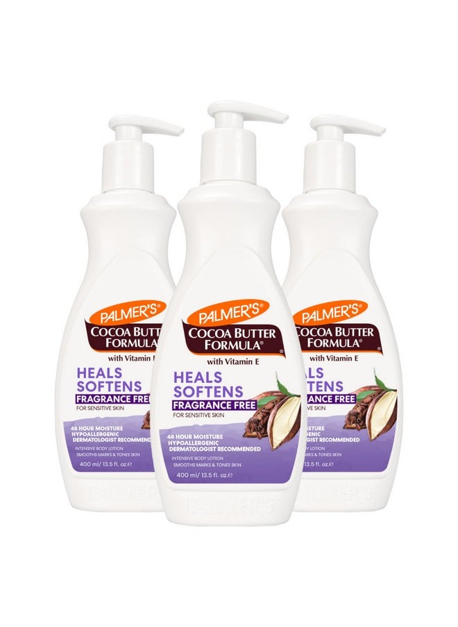 PALMER'S Cocoa Butter Formula Fragrance Free Lotion Pump Bottle, 13.5 Fl.Oz (Pack Of 3)  - Image 1