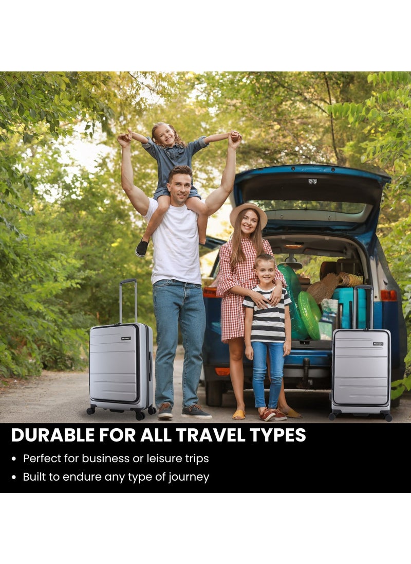 Discovery Patrol Hardside Travel Suitcase Set, 100% PC Durable Ultra Lightweight Hard Case Expandable Luggage, 4 Double Wheel, TSA Lock 3pcs Trolley Bag Silver (20+24+28 Inch). - pzsku/ZE5D6504A4D332AFB12BAZ/45/_/1727703038/a4c8677b-2330-488d-ad41-f1dce843bdc1