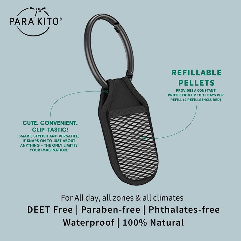 PARA'KITO Mosquito Insect & Bug Repellent Clip w/Natural Essential Oils - Waterproof, Outdoor Pest Repeller (Black) - Image 2
