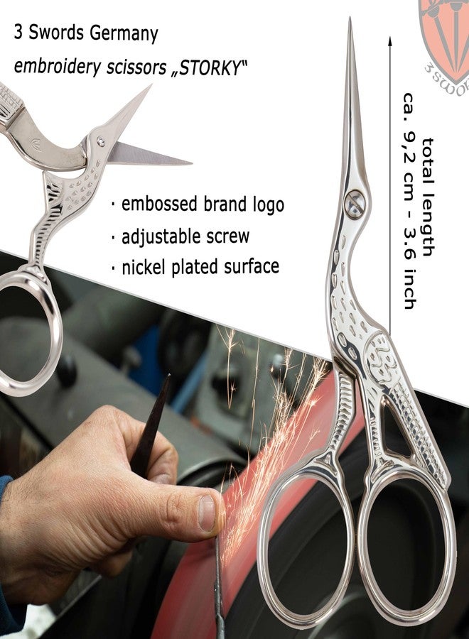 3 Swords Germany - Embroidery Scissors, Stork Scissors Shears for Art Work, Daily Use in Household, Sewing, Art Work, Craft with black Synthetic Leather case - Image 5
