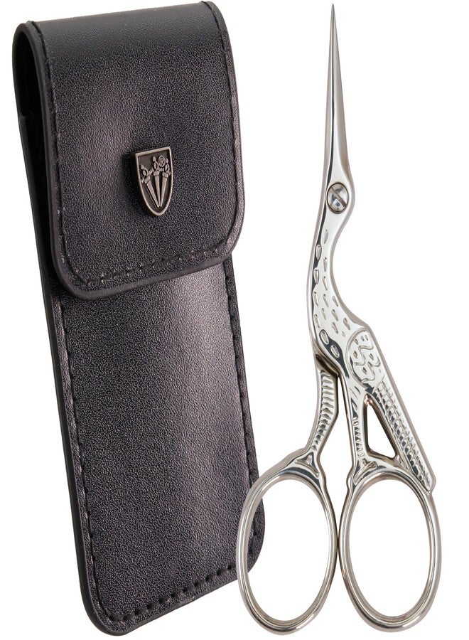 3 Swords Germany - Embroidery Scissors, Stork Scissors Shears for Art Work, Daily Use in Household, Sewing, Art Work, Craft with black Synthetic Leather case - Image 1