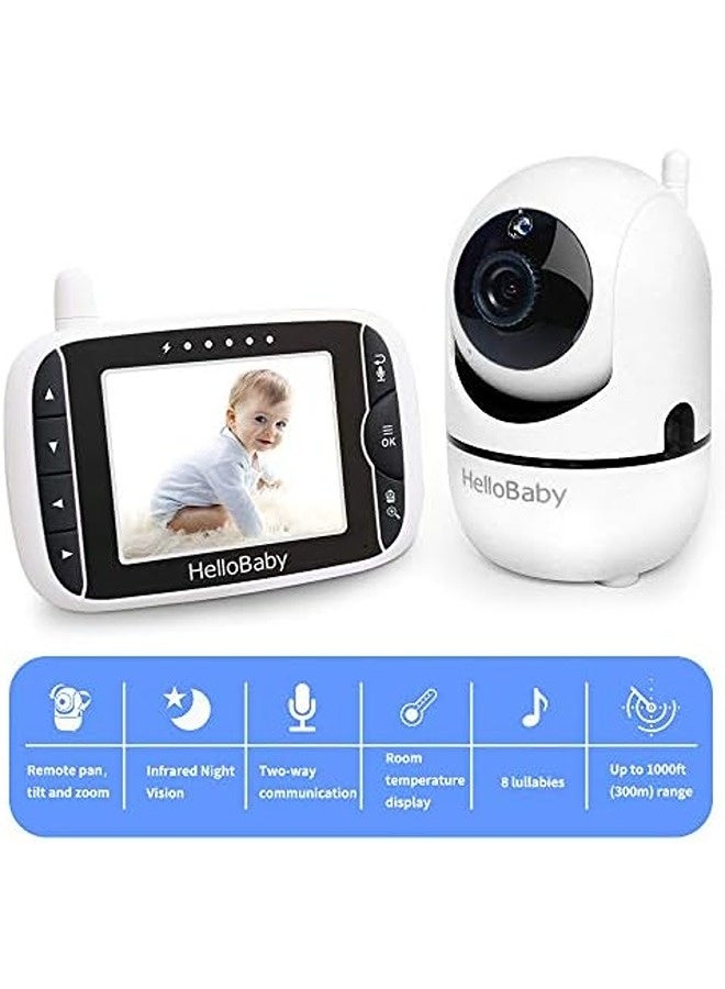 Hellobaby Video Baby Monitor with 3.2" Color LCD Screen, Remote Pan-Tilt-Zoom Camera, Infrared Night Vision, Temperature Display, Two-Way Audio, Lullabies & Wall Mount Kit - Image 2