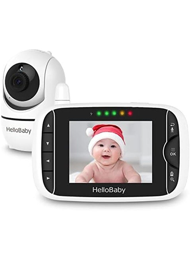 Hellobaby Video Baby Monitor with 3.2" Color LCD Screen, Remote Pan-Tilt-Zoom Camera, Infrared Night Vision, Temperature Display, Two-Way Audio, Lullabies & Wall Mount Kit - Image 1