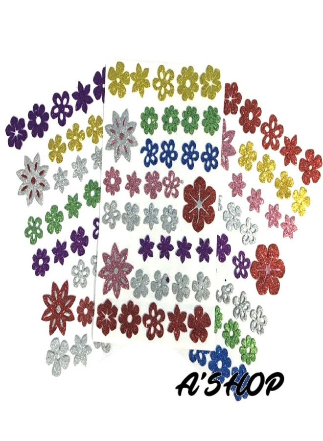 A'SHOP Eva Glitter Foam Flower Paper Stickers for Art and Craft for Kids (Multicolor) - Set of 3 - Image 2