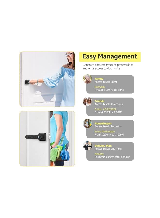 PROMASS Smart Lock,Fingerprint Door knob, Full Function 4-in-1 Smart Door Knob for Bedroom, Office, Hotel, Closet, Pantry, Biometric Door Knob, Thumbprint Door Knob (S1) - Image 4