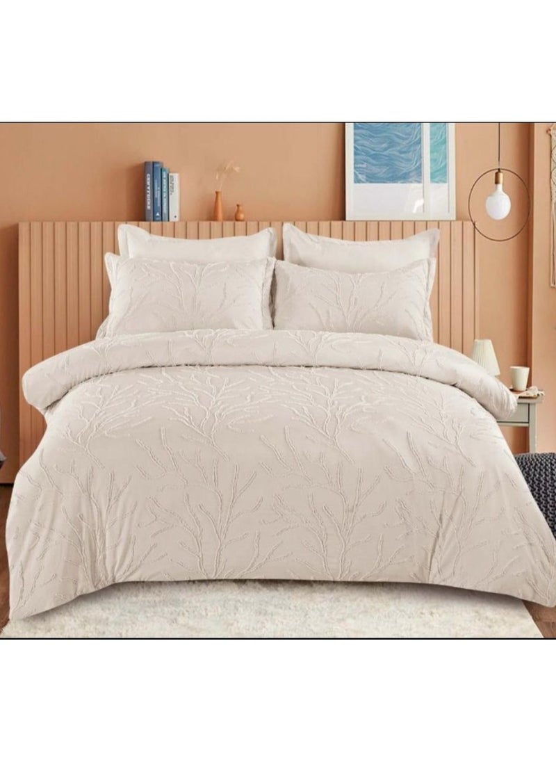 Comfy COMFY BEIGE LUXURIOUS 6PC KING SIZE EMBROIDERED COTTON COMFORTER SET 